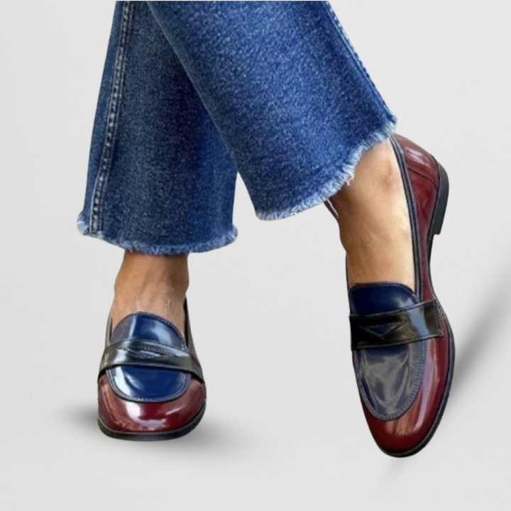 Women's Patent Leather Penny Loafer Shoes Round Toe Flat