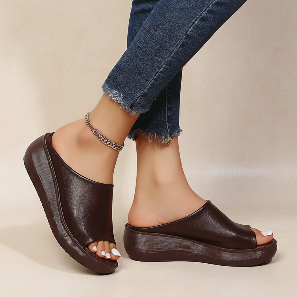 Women's Orthopedic Platform Wedge Mule Sandals Slip-On