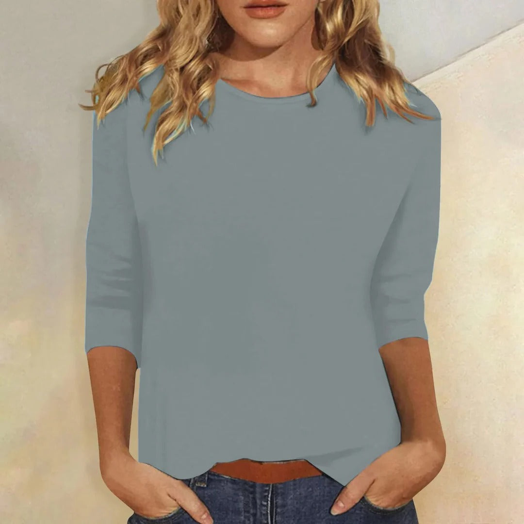 Women's Crew Neck 3/4 Sleeve Casual Everyday Top