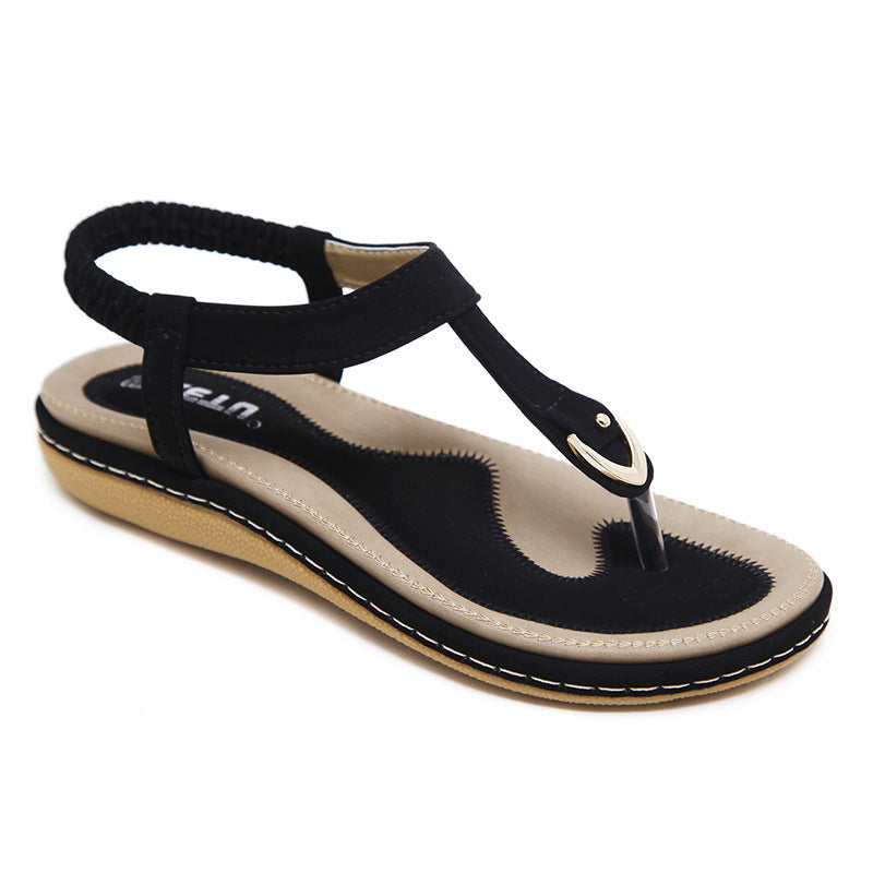 Women's Orthopaedic T-Bar Thong Elastic Slingback Flat Sandals