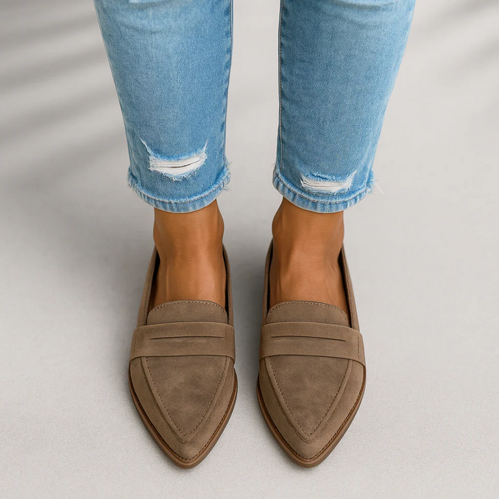 Women's Orthopedic Suede Pointed Toe Loafer Mule Slip-On Shoes
