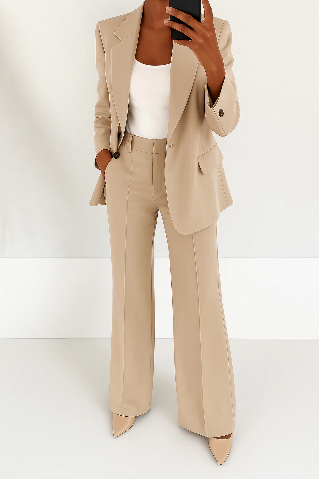 Women's Two-Piece Blazer and Trousers Suit Set