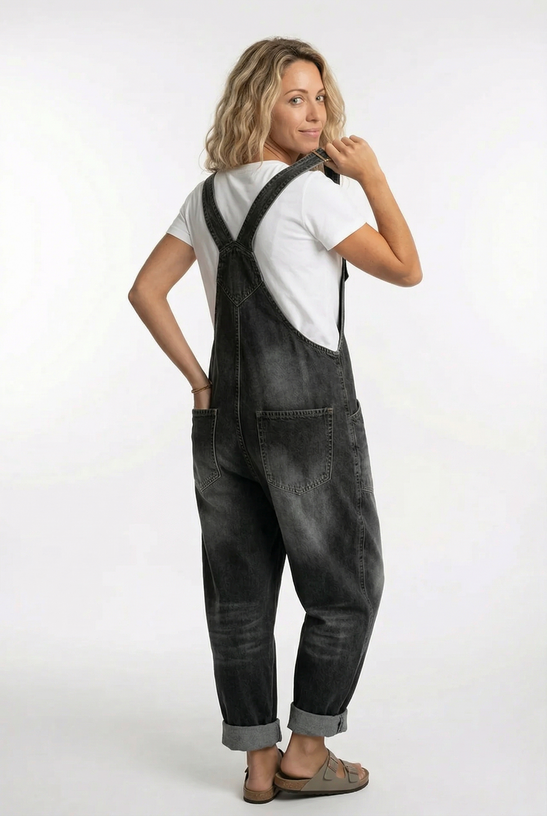 Women's Denim Dungarees Wide Leg Adjustable Strap Overalls