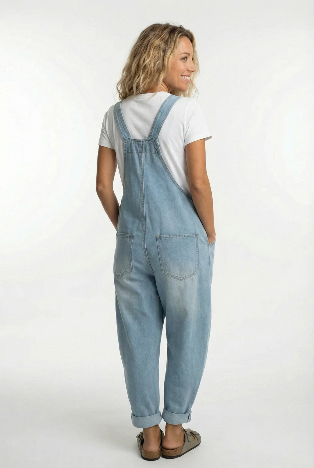Women's Denim Dungarees Wide Leg Adjustable Strap Overalls