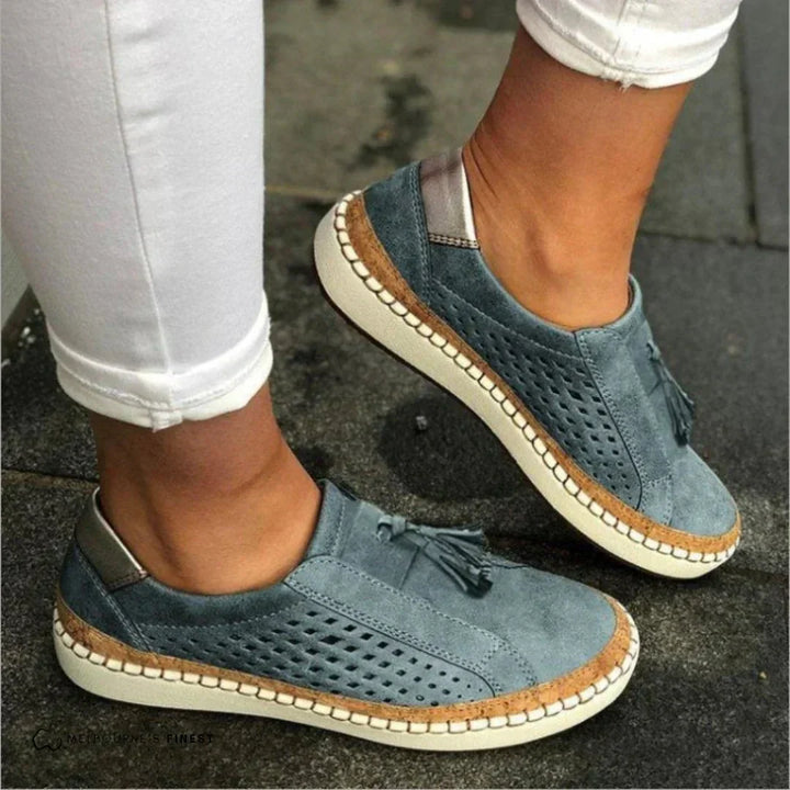 Women's Casual Slip-On Loafers Perforated Tassel Shoes