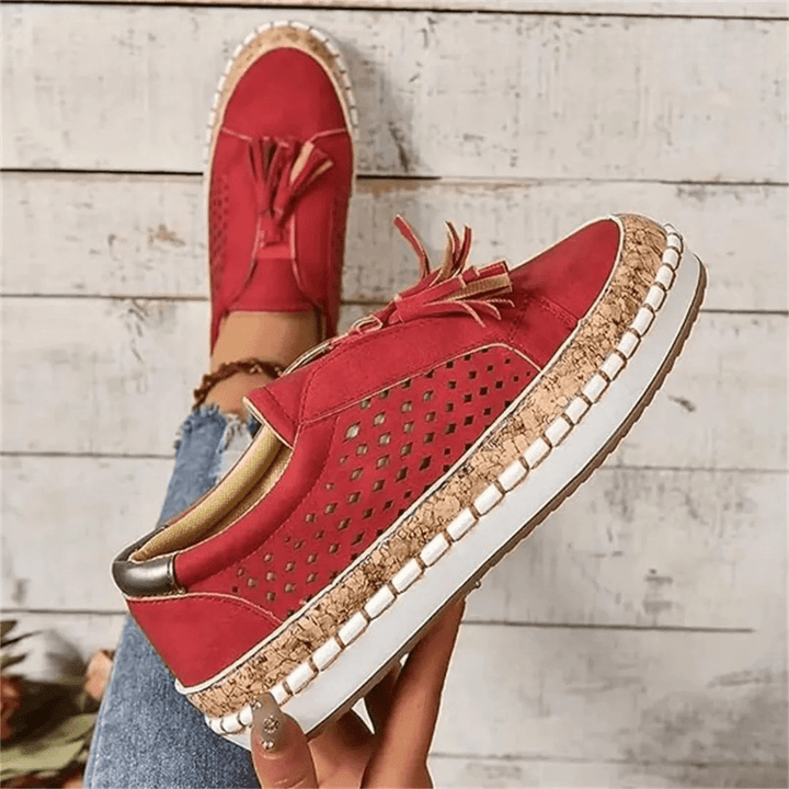 Women's Casual Slip-On Loafers Perforated Tassel Shoes