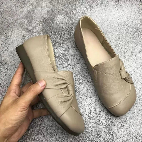 Women's Orthopaedic Supportive Leather Slip-On Knot Detail Shoes