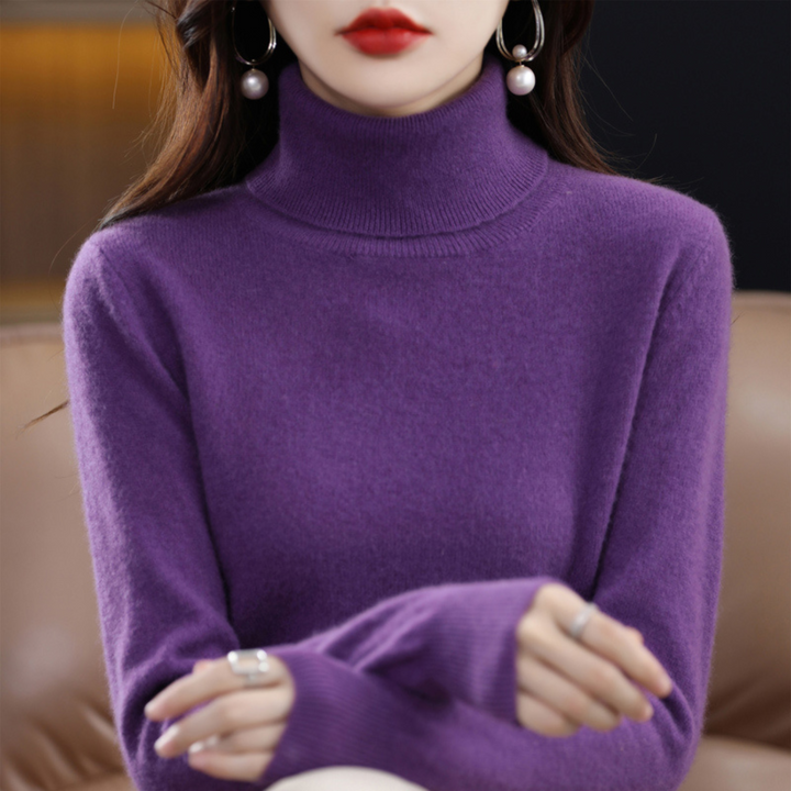 Women's Cashmere Roll Neck Long Sleeve Jumper