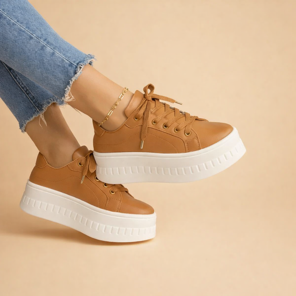 Women's Lace-Up Faux Leather Chunky Platform Shoes