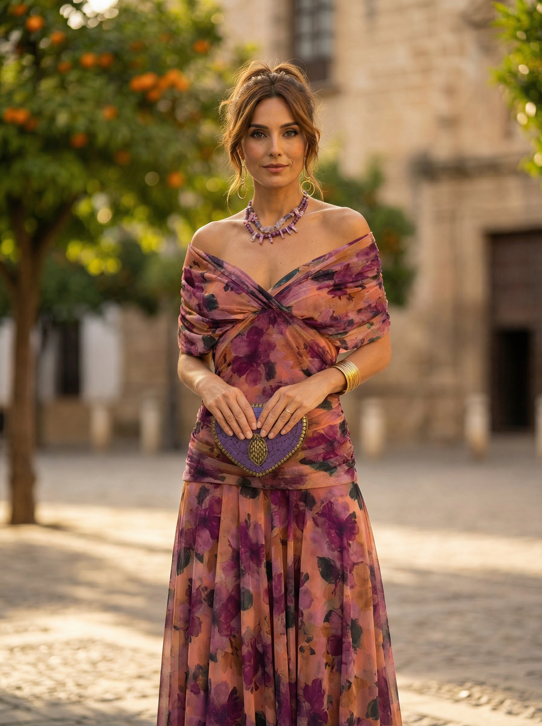 Women's Off Shoulder Chiffon Maxi Dress Ruched Wedding Guest