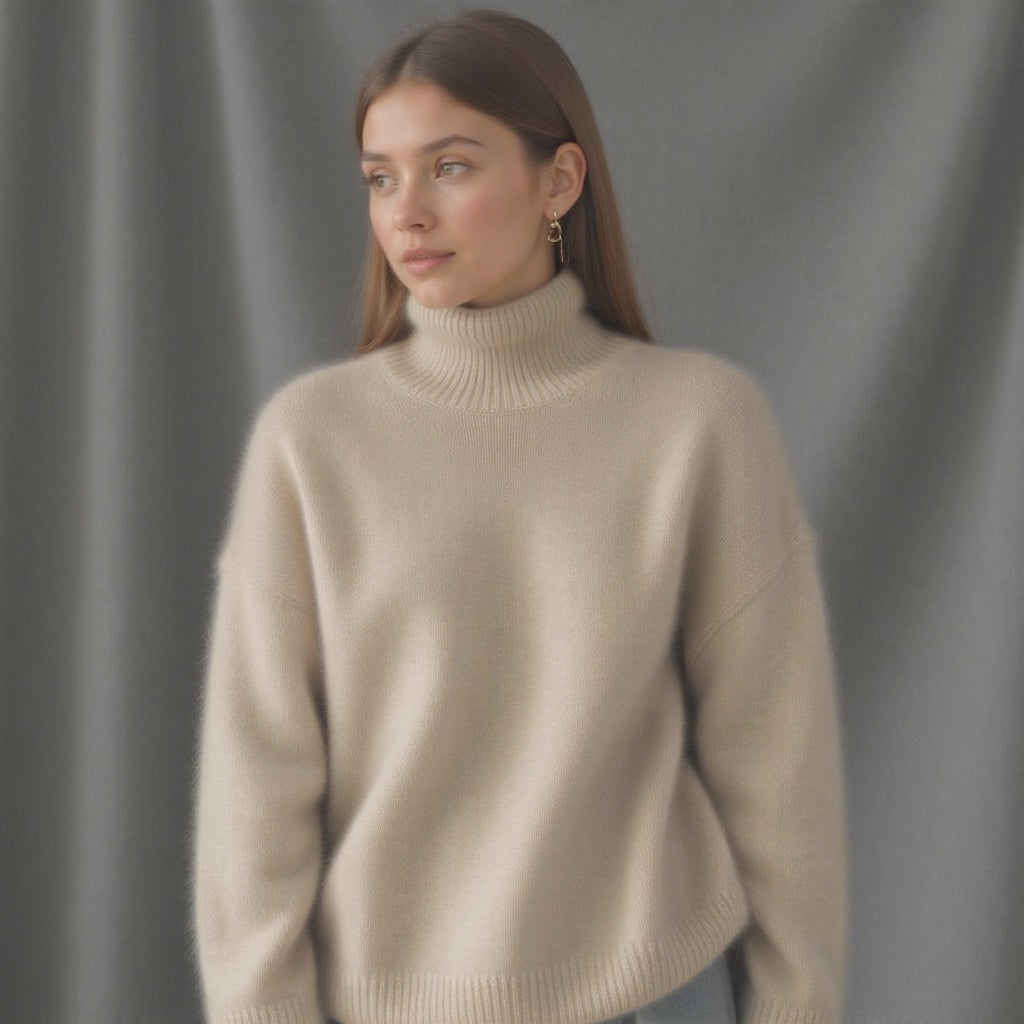 Women's Cashmere Roll Neck Oversized Jumper