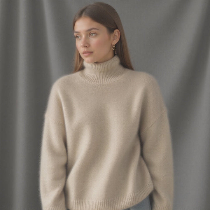 Women's Cashmere Roll Neck Oversized Jumper