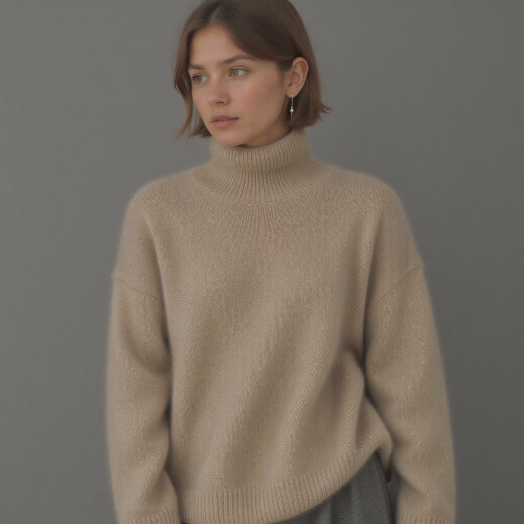 Women's Cashmere Roll Neck Oversized Jumper