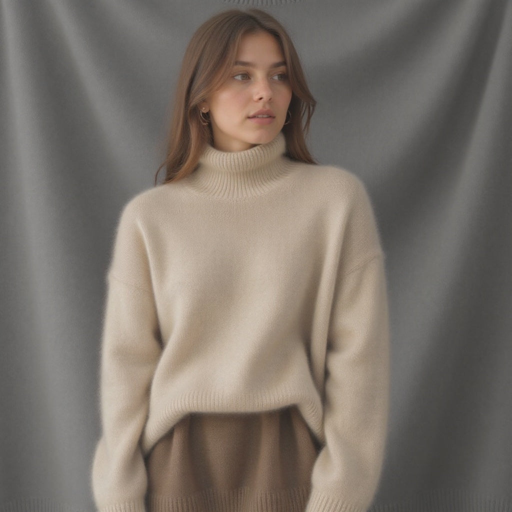 Women's Cashmere Roll Neck Oversized Jumper