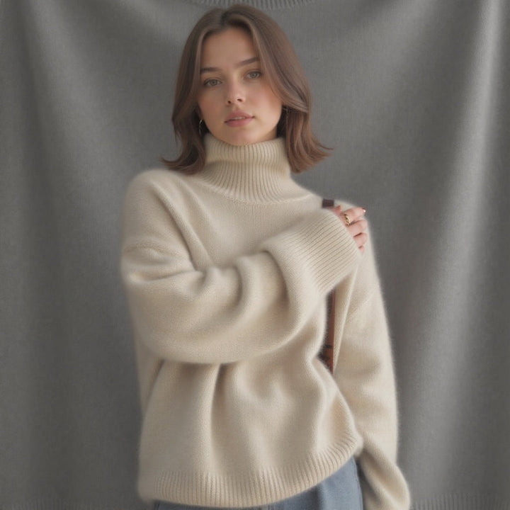 Women's Cashmere Roll Neck Oversized Jumper