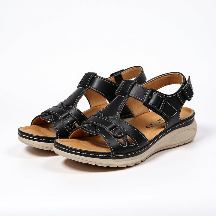 Women's Orthopedic Arch Support Sandals Velcro Cutout Flat