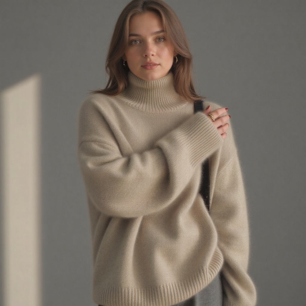 Women's Cashmere Roll Neck Oversized Jumper