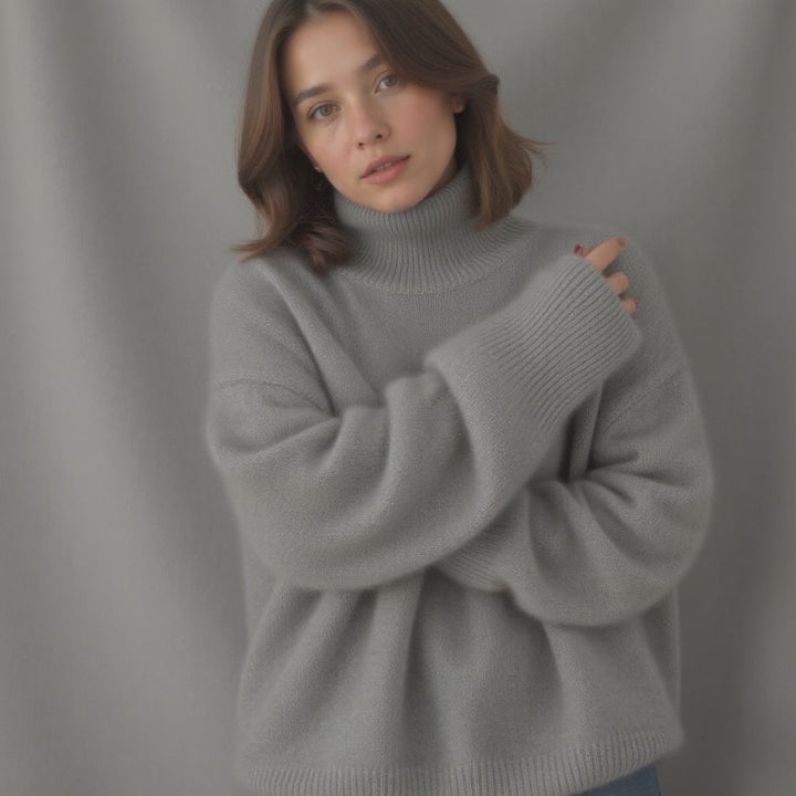 Women's Cashmere Roll Neck Oversized Jumper