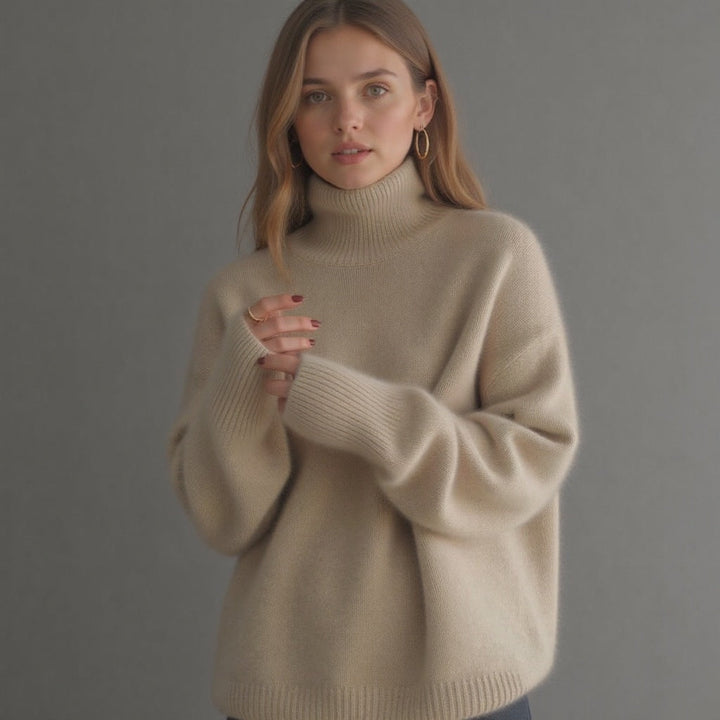 Women's Cashmere Roll Neck Oversized Jumper