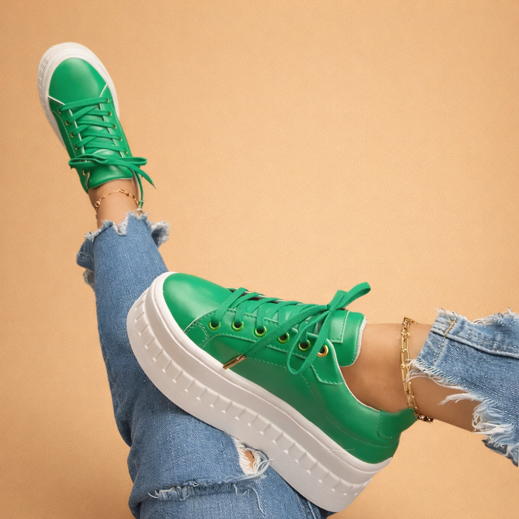Women's Lace-Up Faux Leather Chunky Platform Shoes
