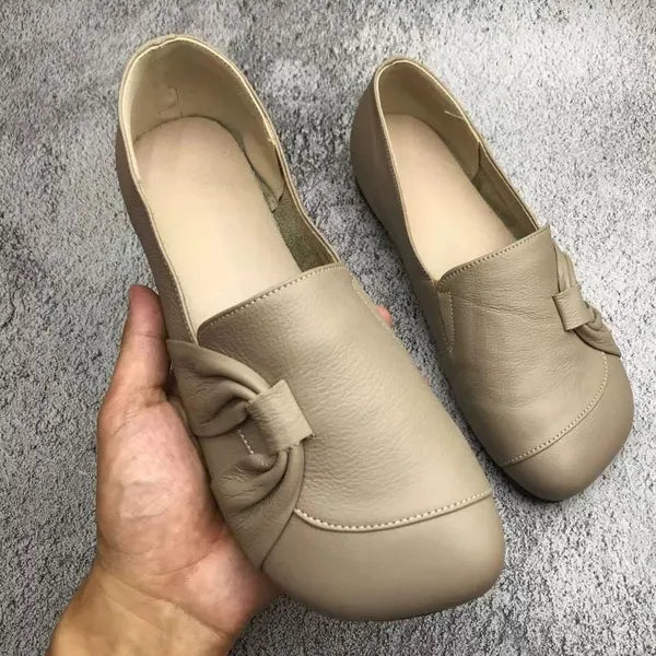 Women's Orthopaedic Supportive Leather Slip-On Knot Detail Shoes