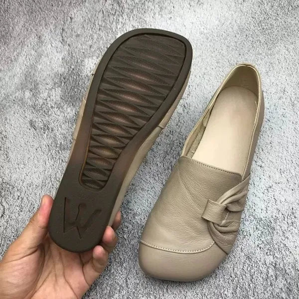 Women's Orthopaedic Supportive Leather Slip-On Knot Detail Shoes