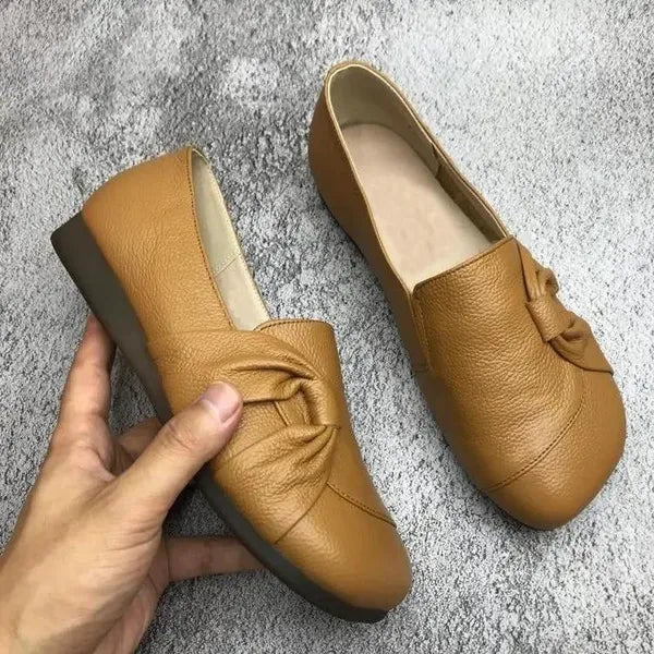 Women's Orthopaedic Supportive Leather Slip-On Knot Detail Shoes