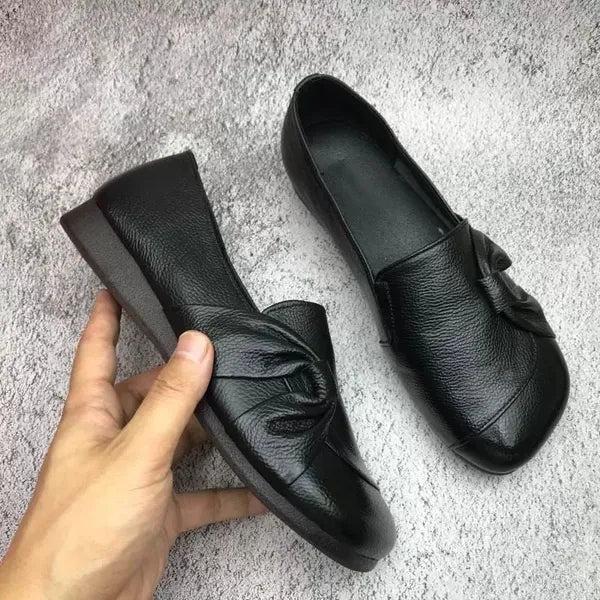 Women's Orthopaedic Supportive Leather Slip-On Knot Detail Shoes