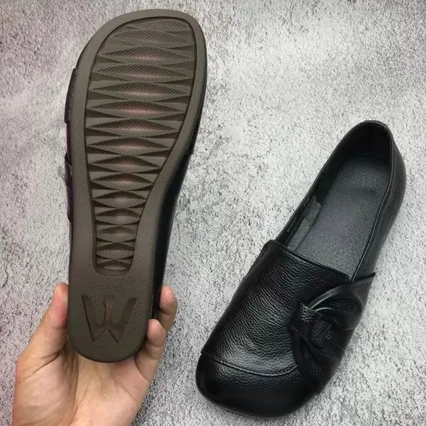 Women's Orthopaedic Supportive Leather Slip-On Knot Detail Shoes