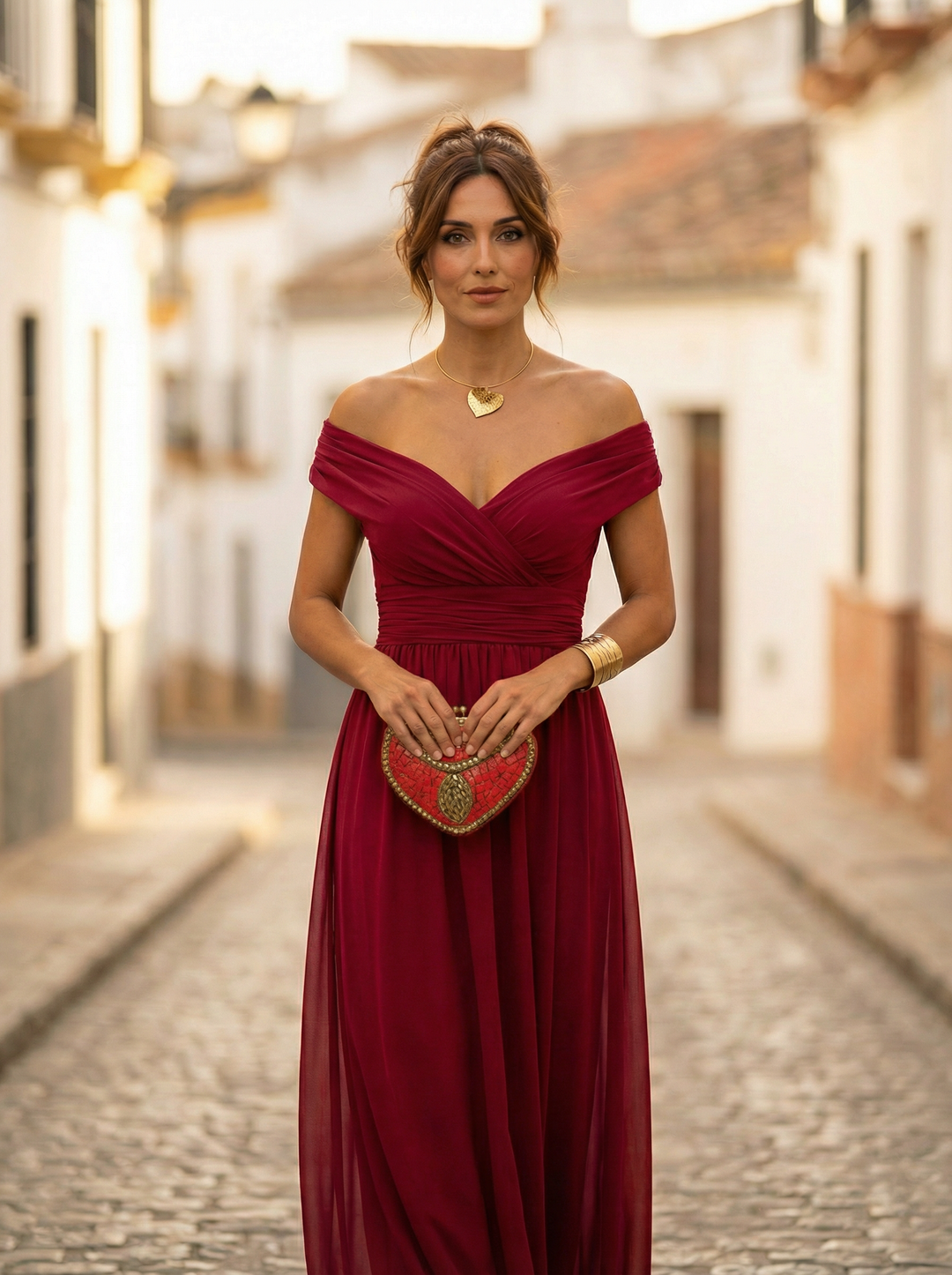 Women's Off Shoulder Chiffon Maxi Dress Ruched Wedding Guest
