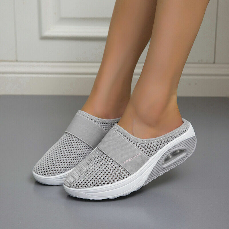 Women's Orthopaedic Mesh Slip-On Air Cushion Rocker Sole Shoes