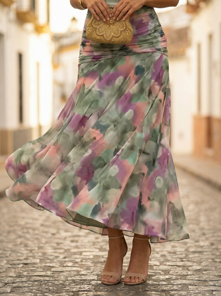 Women's Off Shoulder Chiffon Maxi Dress Ruched Wedding Guest