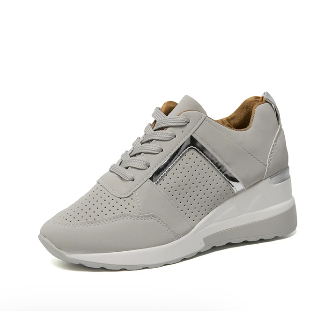Women's Orthopedic Wedge Trainer Shoes Lace-Up Gold Detail