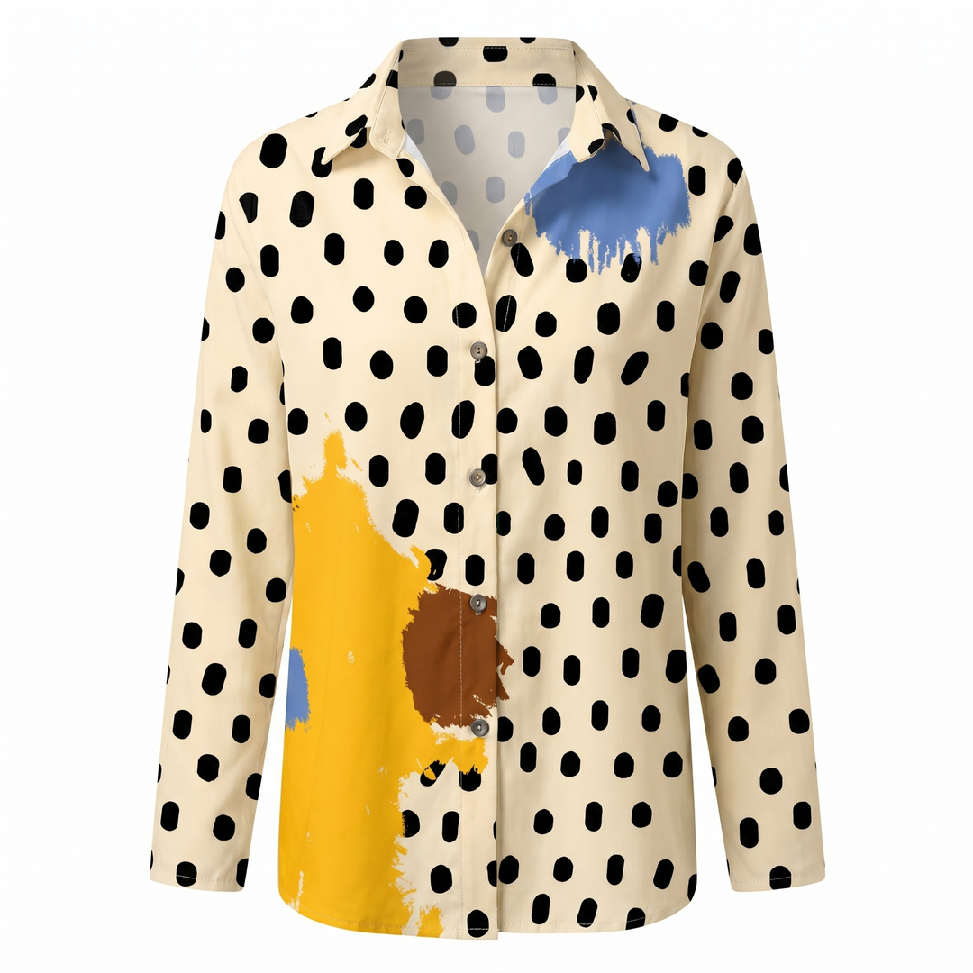 Women's Floral Print Long Sleeve Button Collared Blouse