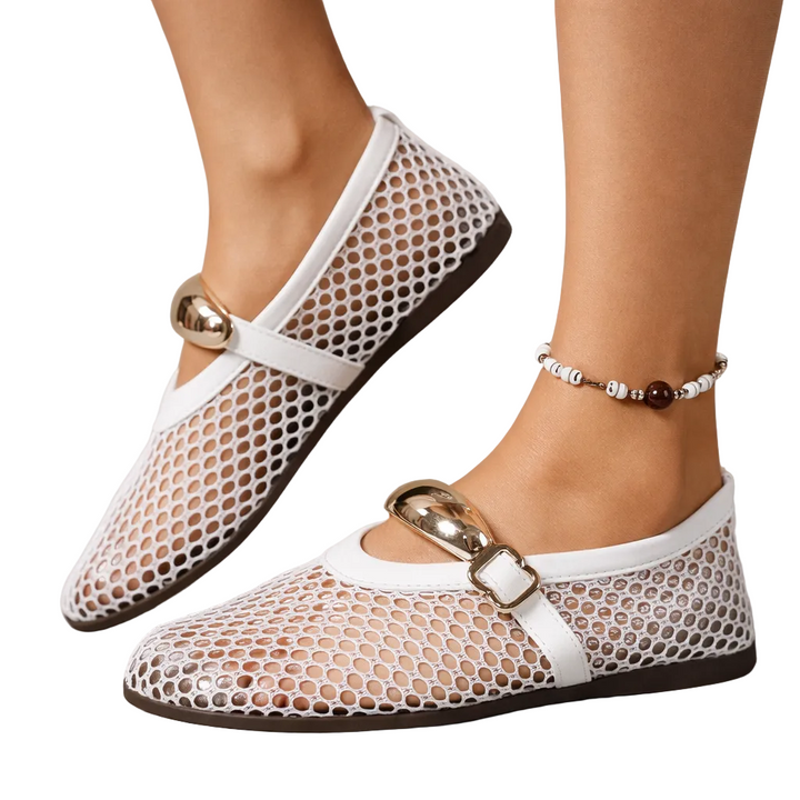 Women's Orthopaedic Mesh Buckle Strap Mary Jane Flats