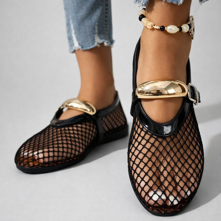 Women's Orthopaedic Mesh Buckle Strap Mary Jane Flats
