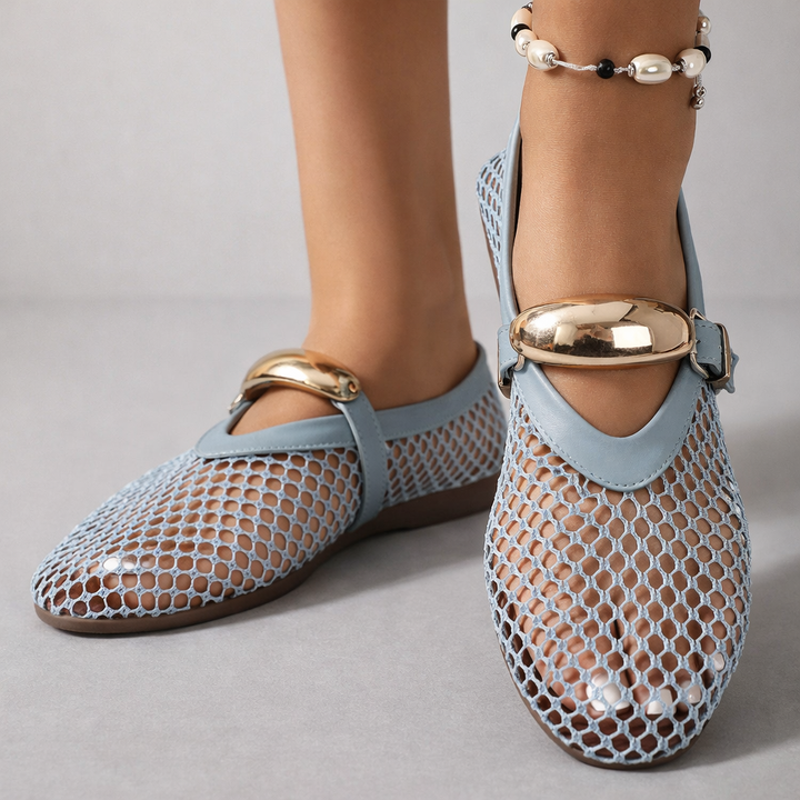 Women's Orthopaedic Mesh Buckle Strap Mary Jane Flats
