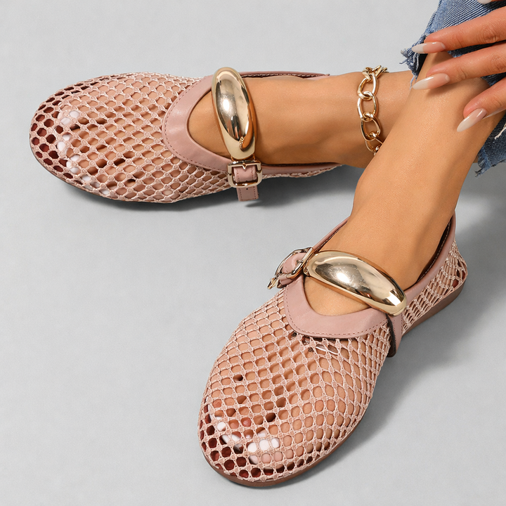 Women's Orthopaedic Mesh Buckle Strap Mary Jane Flats